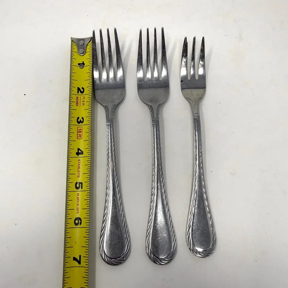 Cambridge Stainless Steel Forks‎ Set 3 Swirl Rope Edge 2 Dinner 1 Salad Carlyle